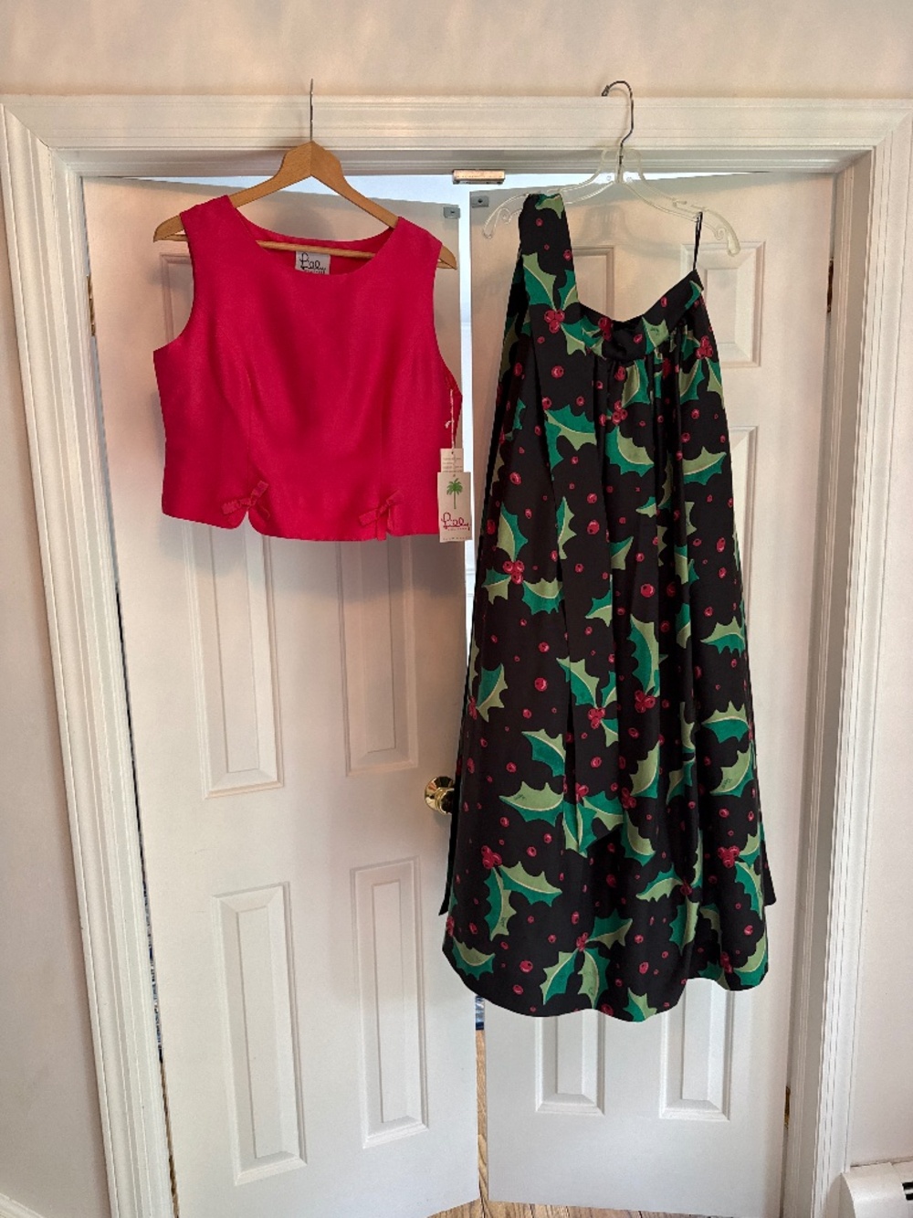 Lily Pulitzer Silk Holiday Skirt Top and belt